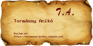 Tormássy Anikó névjegykártya